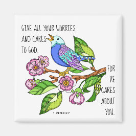Imã Pássaro pintado, verso de 1 Peter 5:7