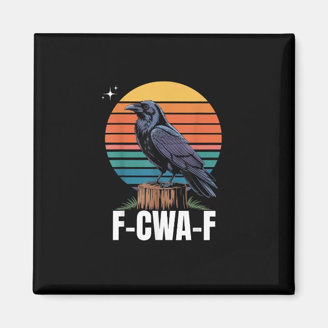 Imã Passaro Preto Cômico Retro F-Caw-F Corvo Corvo  (Frente)
