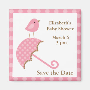 Imã Pássaro rosa e guarda-chuva