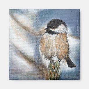 Imã Pássaro tampado preto da canção do Chickadee