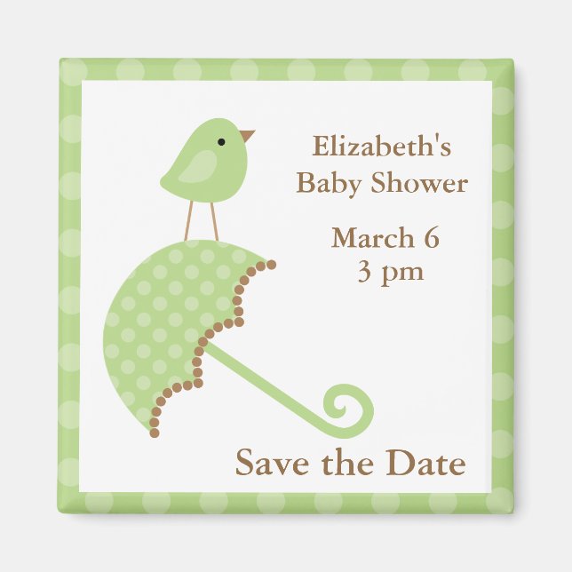 Imã Pássaro Verde e Guarda-chuvas (Frente)