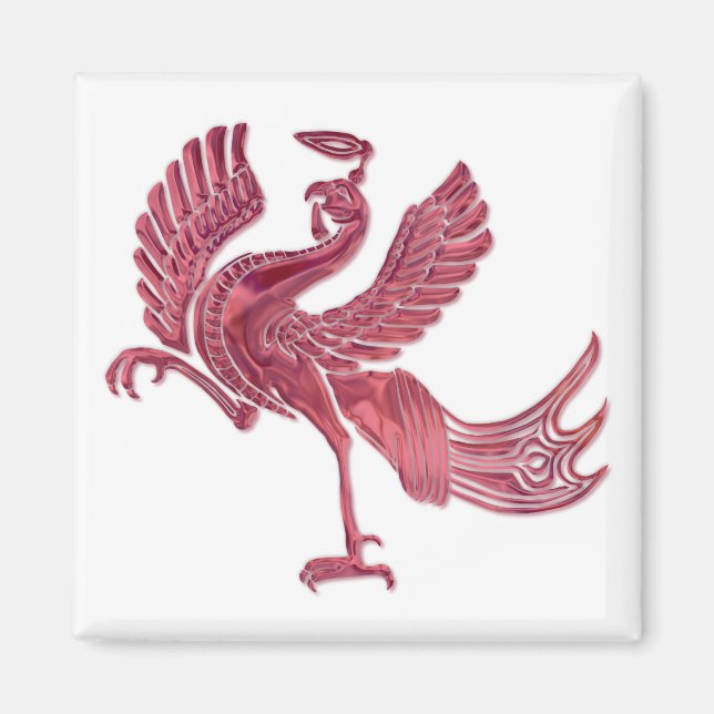 Imã Pássaro Vermelho vidro vermelho (Frente)
