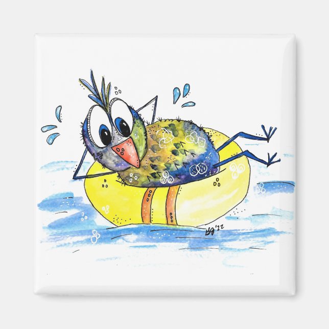 Imã Pássaro Whimsical Bonito no Float (Frente)