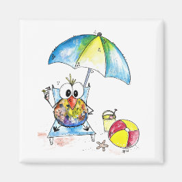 Imã Pássaro Whimsical na Praia