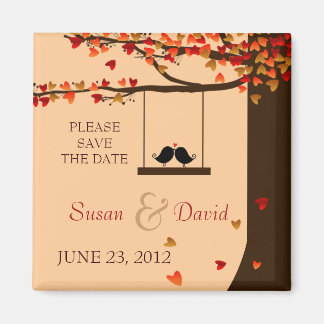 Imã Pássaros Adorados Caindo Corações Carvalho Favor d