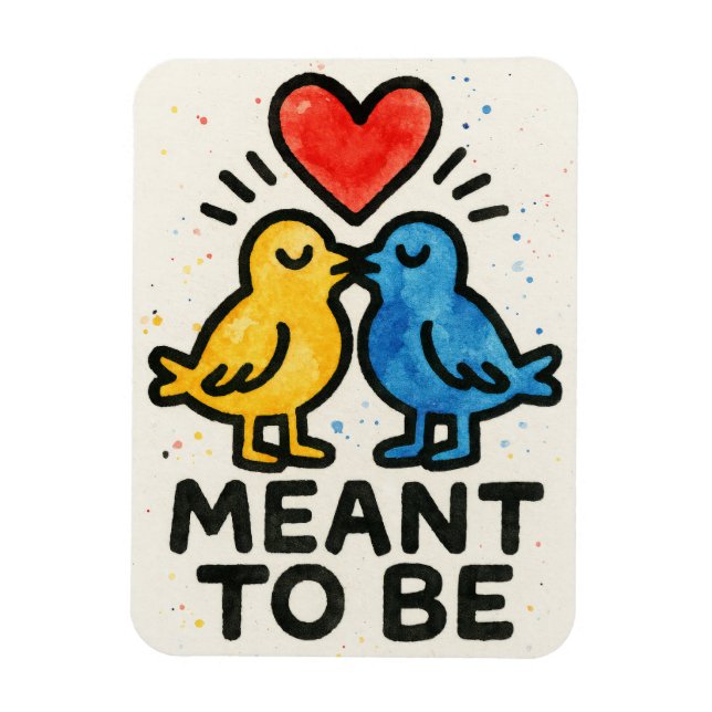 Ímã Pássaros de amor destinados a ser, coração, aniver (Vertical)