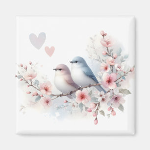 Imã Pássaros de Amor Romântico Ramo de Flor de Cerejei