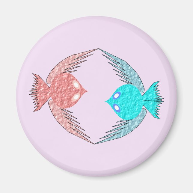 Imã Pássaros de Amor, Rosa e Azul (Frente)