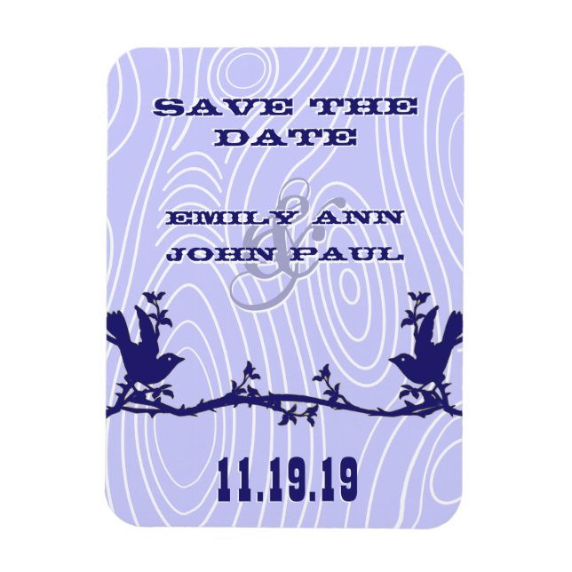 Ímã Pássaros de Amor Vintage em Madeira Save the Date (Vertical)