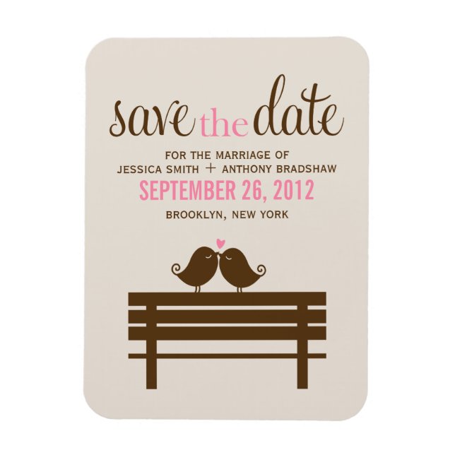 Ímã Pássaros do Amor no Park Bench Wedding (Vertical)