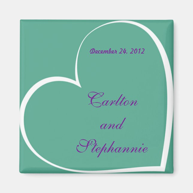 Imã Pássaros do Amor, Teal/Purple Wedding Magnet (Frente)
