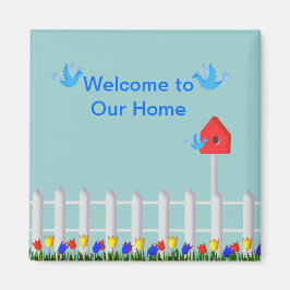 Imã Pássaros e Birdhouse Bem-vindos a nossa casa