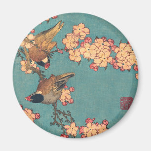 Imã Pássaros e Flores Arte Japonesa Floral Rosa