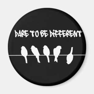 Imã Pássaros em um fio - ouse ser diferente (o preto)