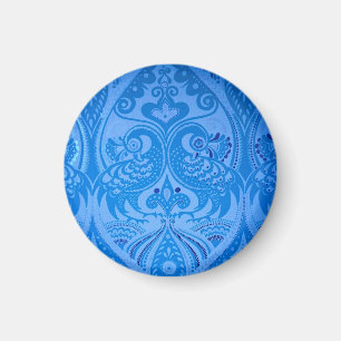 Imã Pássaros Pavões Orientais Azuis