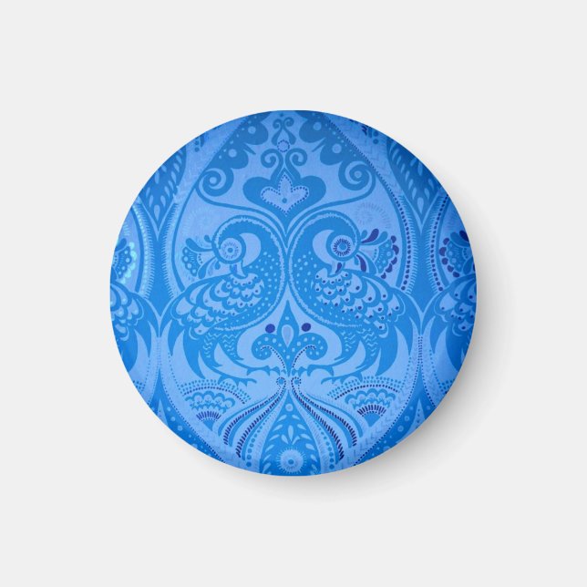 Imã Pássaros Pavões Orientais Azuis (Frente)