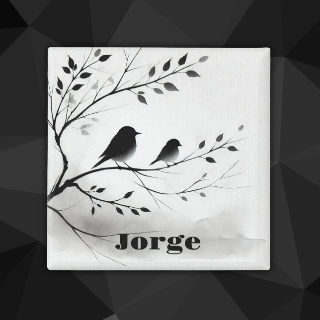 Imã Pássaros Simples Pretos e Brancos Povoando em Árvo (Criador carregado)