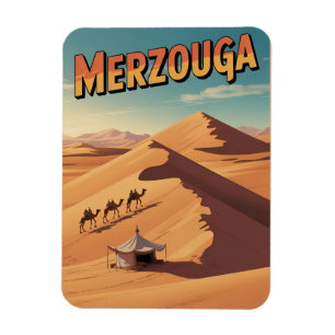 Ímã Passeio de camelo no saara Merzouga retro Marrocos