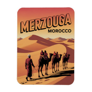 Ímã Passeio de camelo no saara Merzouga retro Marrocos