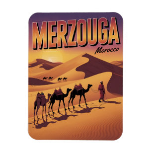 Ímã Passeio de camelo no saara Merzouga retro Marrocos