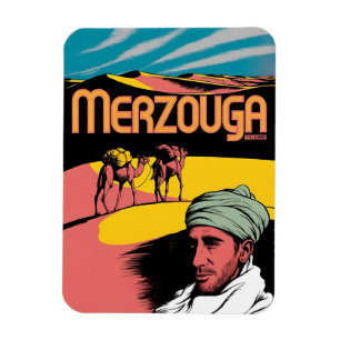 Ímã Passeio de camelo no saara Retro Merzouga Marrocos