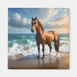 Imã **"Passeio Majestoso: Cavalo Marrom Orgulhoso na P