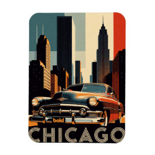 Ímã 🌆 Passeio pela Skyline de Carros Clássicos de Chi