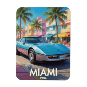Ímã Passeio Tropical pela Rua de Miami 1984 Flórida