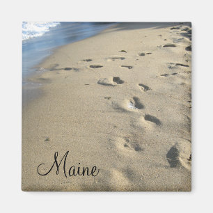 Imã Passos em um Sandy Beach (Maine)