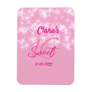 Ímã Pastel baby pink doce de 16 anos adicione nome da