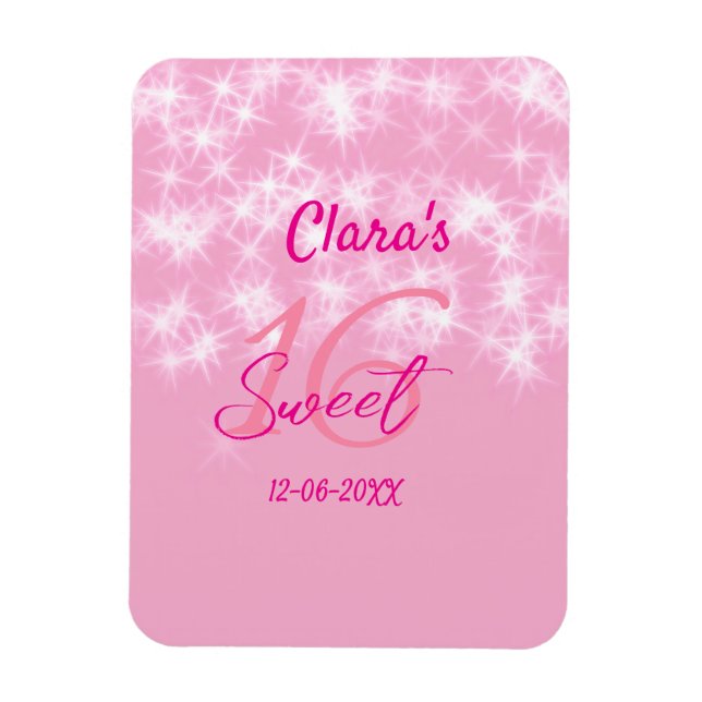 Ímã Pastel baby pink doce de 16 anos adicione nome da (Vertical)
