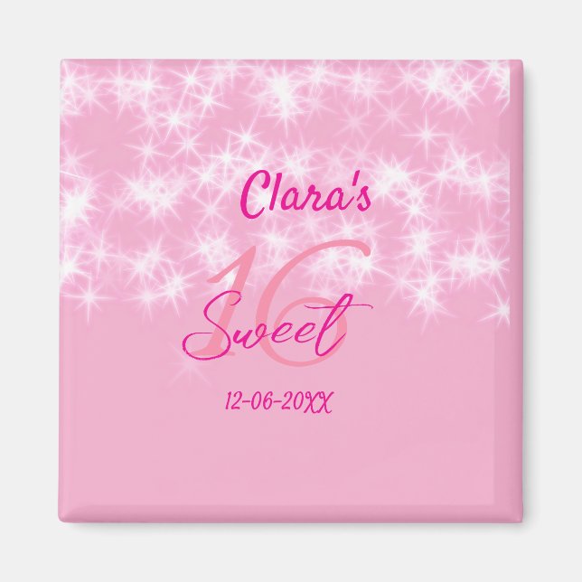 Imã Pastel baby pink doce de 16 anos adicione nome da (Frente)