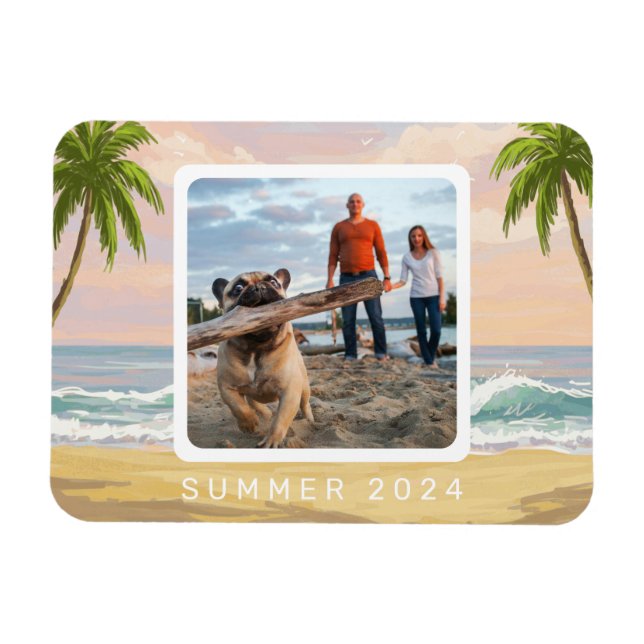 Ímã Pastel Beach Watercolor personalizado (Horizontal)