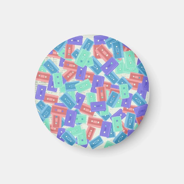 Imã Pastel Cassette Tapes - Música estética dos anos 9 (Frente)