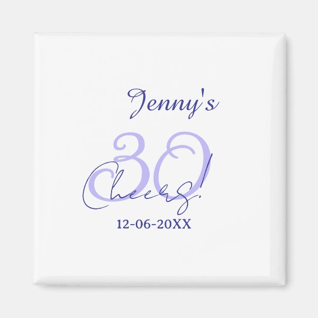 Imã Pastel cheers 30th birthday purple elegant name da (Frente)