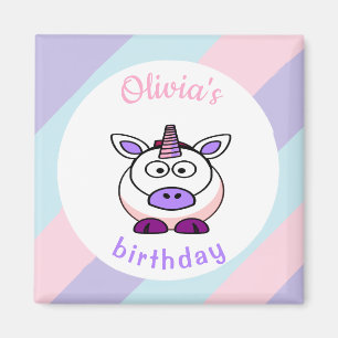 Imã Pastel de aniversário personalizado unicórnio colo