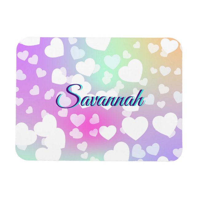 Ímã Pastel Falling Hearts Personalizado (Horizontal)