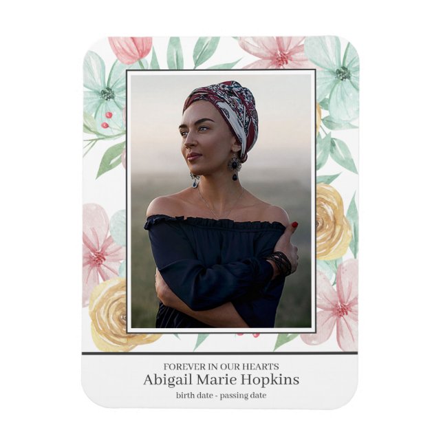 Ímã Pastel Floral Elegante No Funeral Da Memória Amant (Vertical)