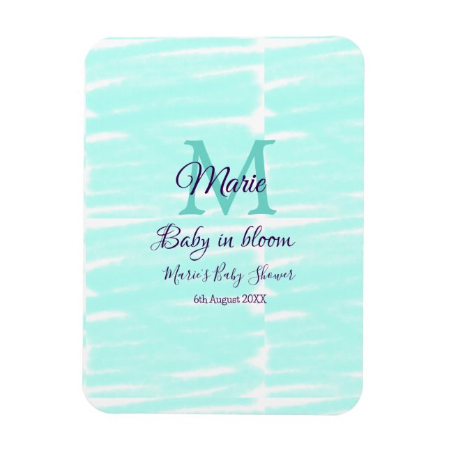Ímã Pastel green baby in bloom monogram baby shower te (Vertical)