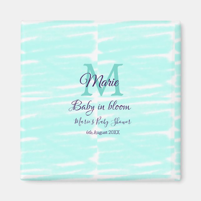 Imã Pastel green baby in bloom monogram baby shower te (Frente)