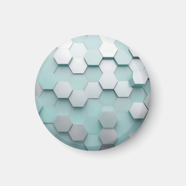 Imã Pastel Mint Hexágono Mosaico 3D (Frente)