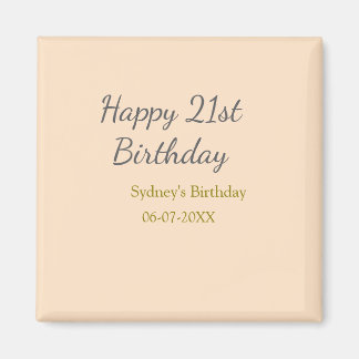Imã Pastel orange gray happy 21st birthday name date