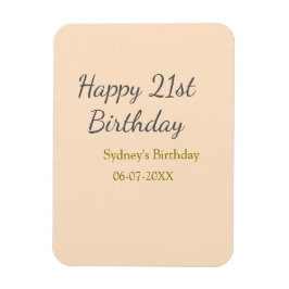 Ímã Pastel orange gray happy 21st birthday name date