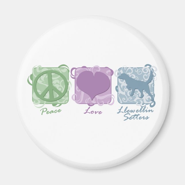 Imã Pastel Peace, Love e Llewellin Setters (Frente)