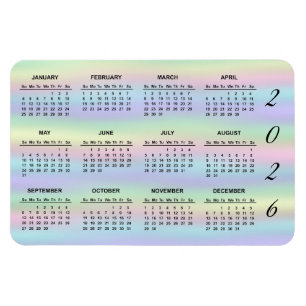 Ímã Pastel Rainbow Holographic Calendário 2021