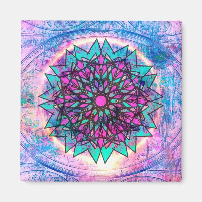 Imã Pastel Stainel Glass Mandala (Frente)