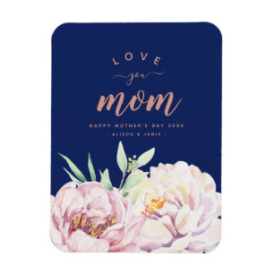 Ímã Pastel Watercolor Florals Te Ama Mãe Minimalista