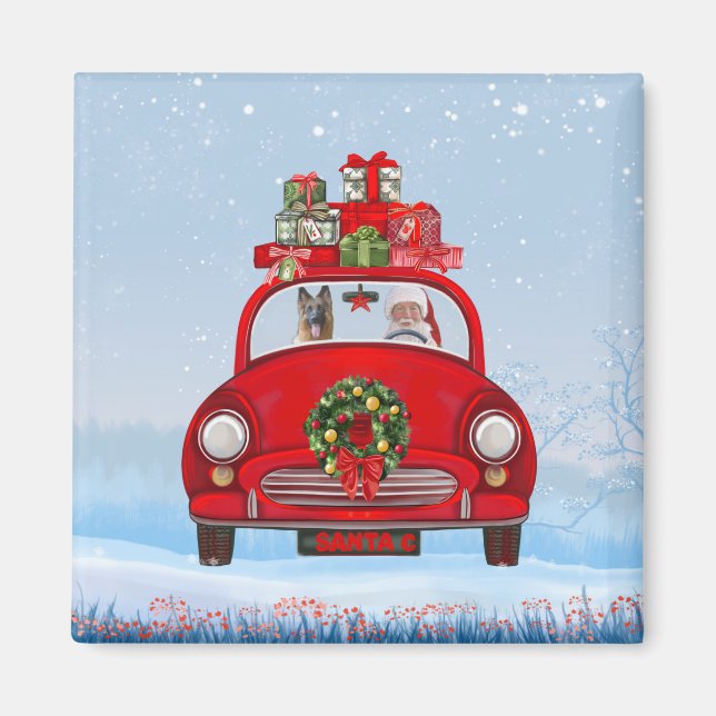 Imã Pastor Alemão no carro com Papai Noel (Frente)