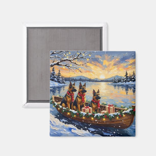 Imã Pastor Belga Tervuren Barco de Natal Feriado