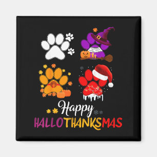 Imã Pata de cachorro Fofa Feliz Hallothanksmas